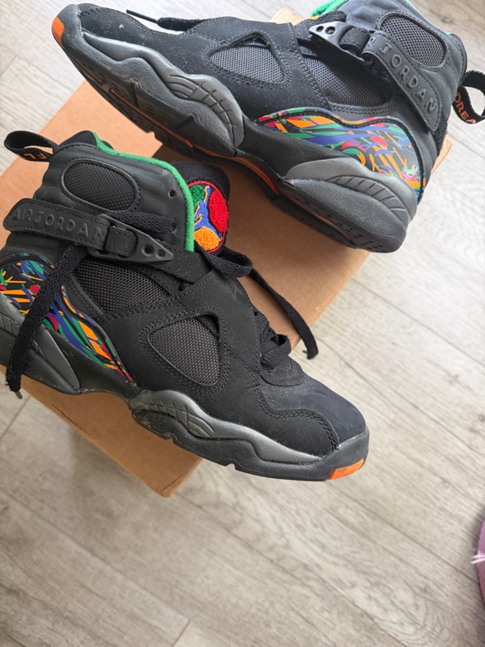 Nike Jordan Kids Tinker Air Raid (GS)Blk Sneakers w/ Multicolor Accents sz boy 4